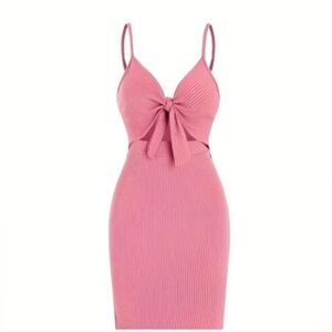 Vibrant Pink Knot Front Cut Out Maxi Dress L